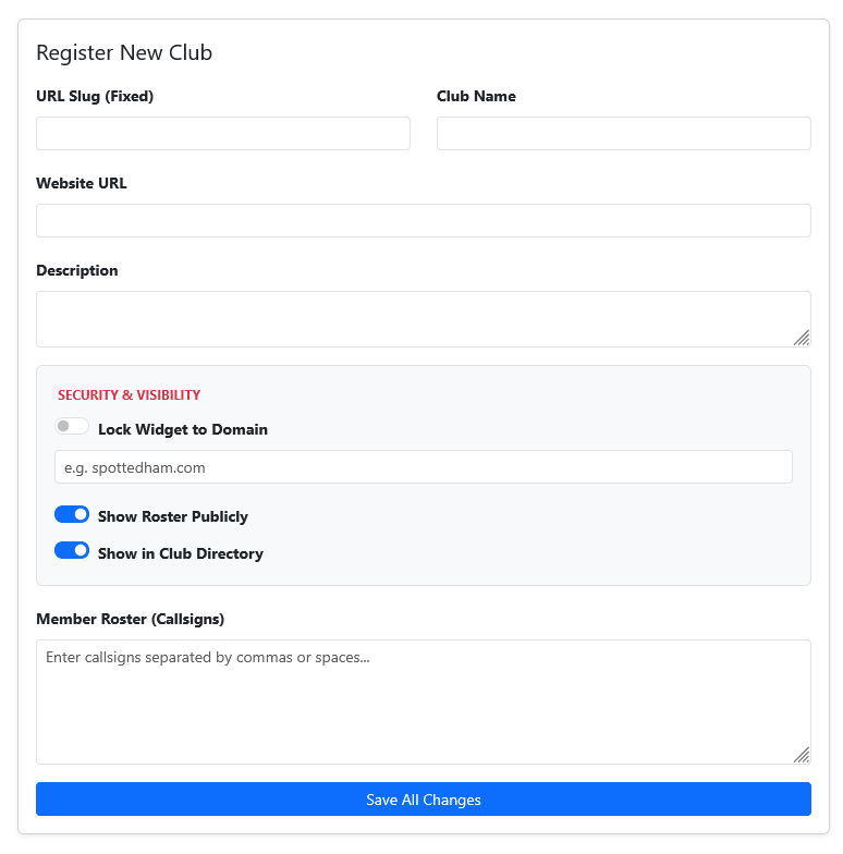 screenshot of form